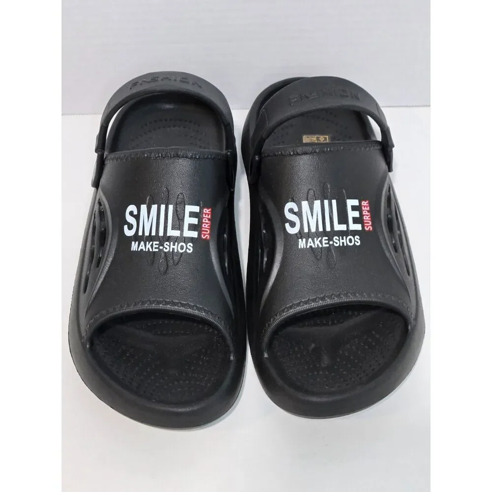 Smile Surper Graphic Foam Clog Sandals Slides | Men's Size 9-10 | Matte Black